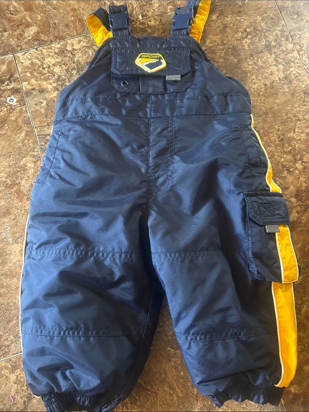 Sporto Navy Overalls with Yellow Trim for Kids